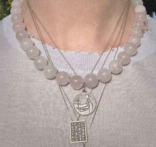 Hand - Knotted Gemstone Necklace No.16 - Rose Quartz | Radically Bent Designs | Sustainable Jewelry