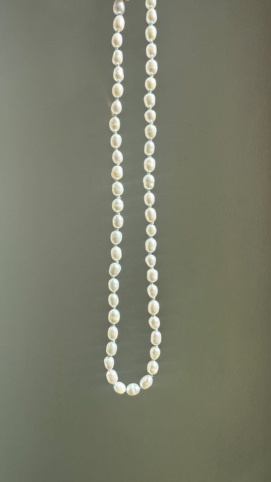 Hand - Knotted Pearl Necklace No.3 - White | Radically Bent Designs | Sustainable Jewelry