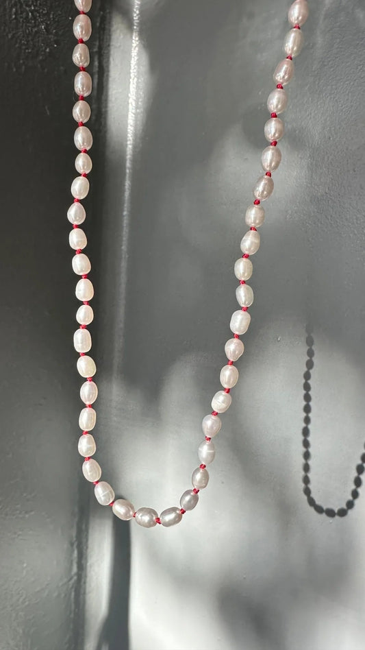 Hand - Knotted Pearl Necklace No.7 - White | Radically Bent Designs | Sustainable Jewelry