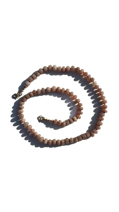 Hand-Knotted Gemstone Necklace No.15  - Peach Moonstone