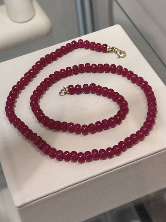 Hand-Knotted Gemstone Necklace - Ruby