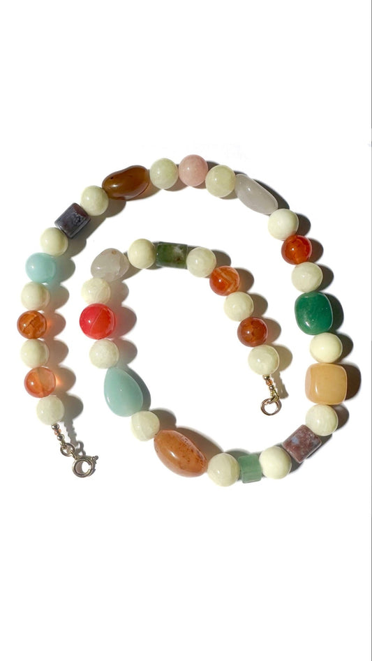 Beaded Gemstone Necklace No.16 | Radically Bent Designs | Sustainable Jewelry