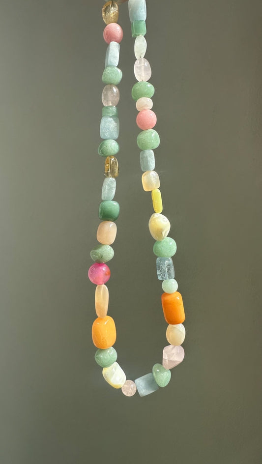 Beaded Gemstone Necklace No.18 | Radically Bent Designs | Sustainable Jewelry
