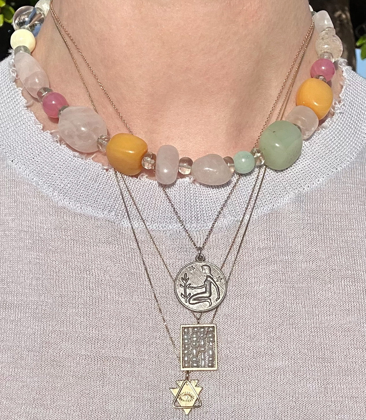 Beaded Gemstone Necklace No.27 | Radically Bent Designs | Sustainable Jewelry