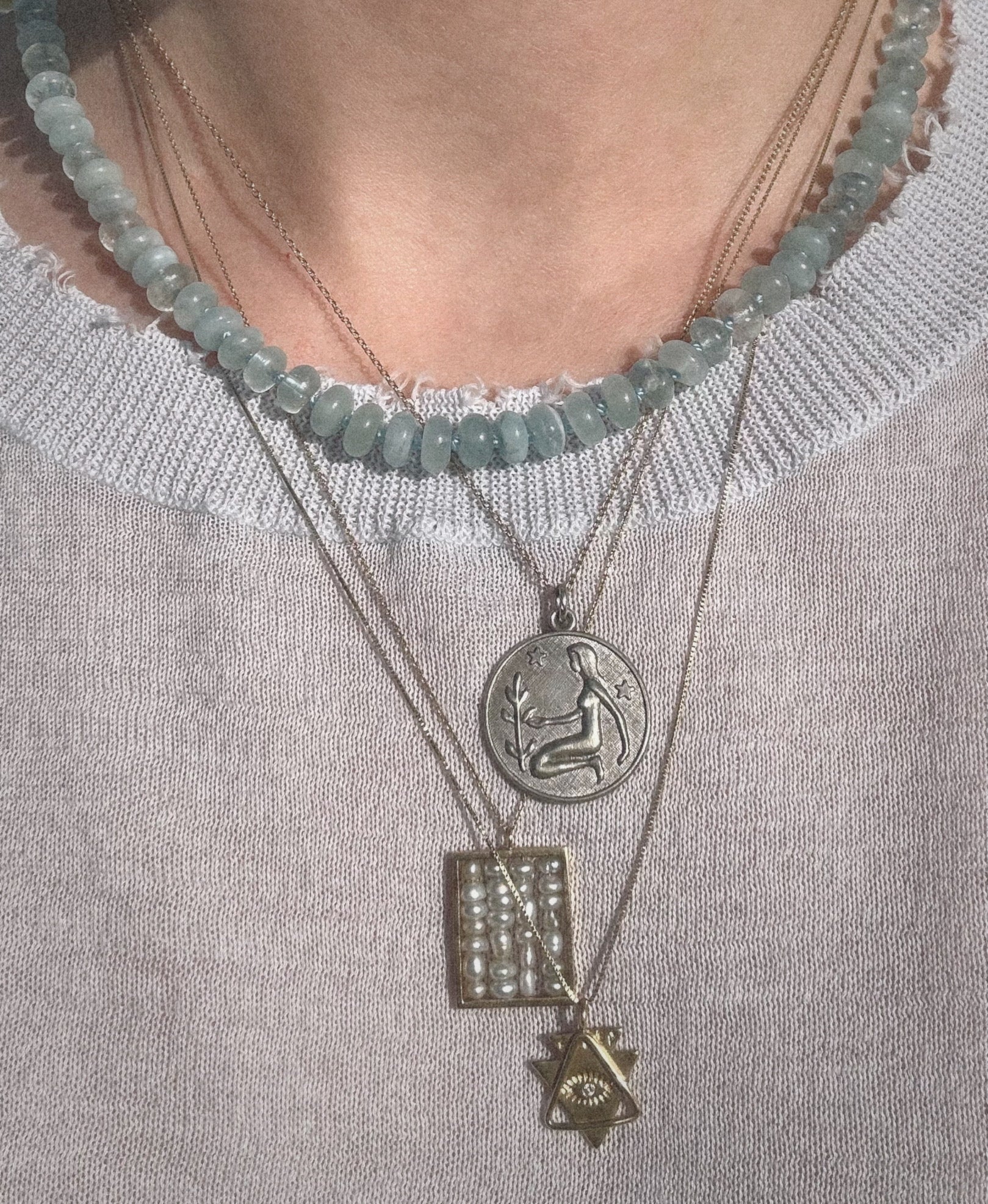 Hand - Knotted Gemstone Necklace No.13 - Aquamarine | Radically Bent Designs | Sustainable Jewelry
