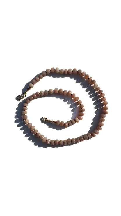 Hand - Knotted Gemstone Necklace No.15 - Peach Moonstone | Radically Bent Designs | Sustainable Jewelry